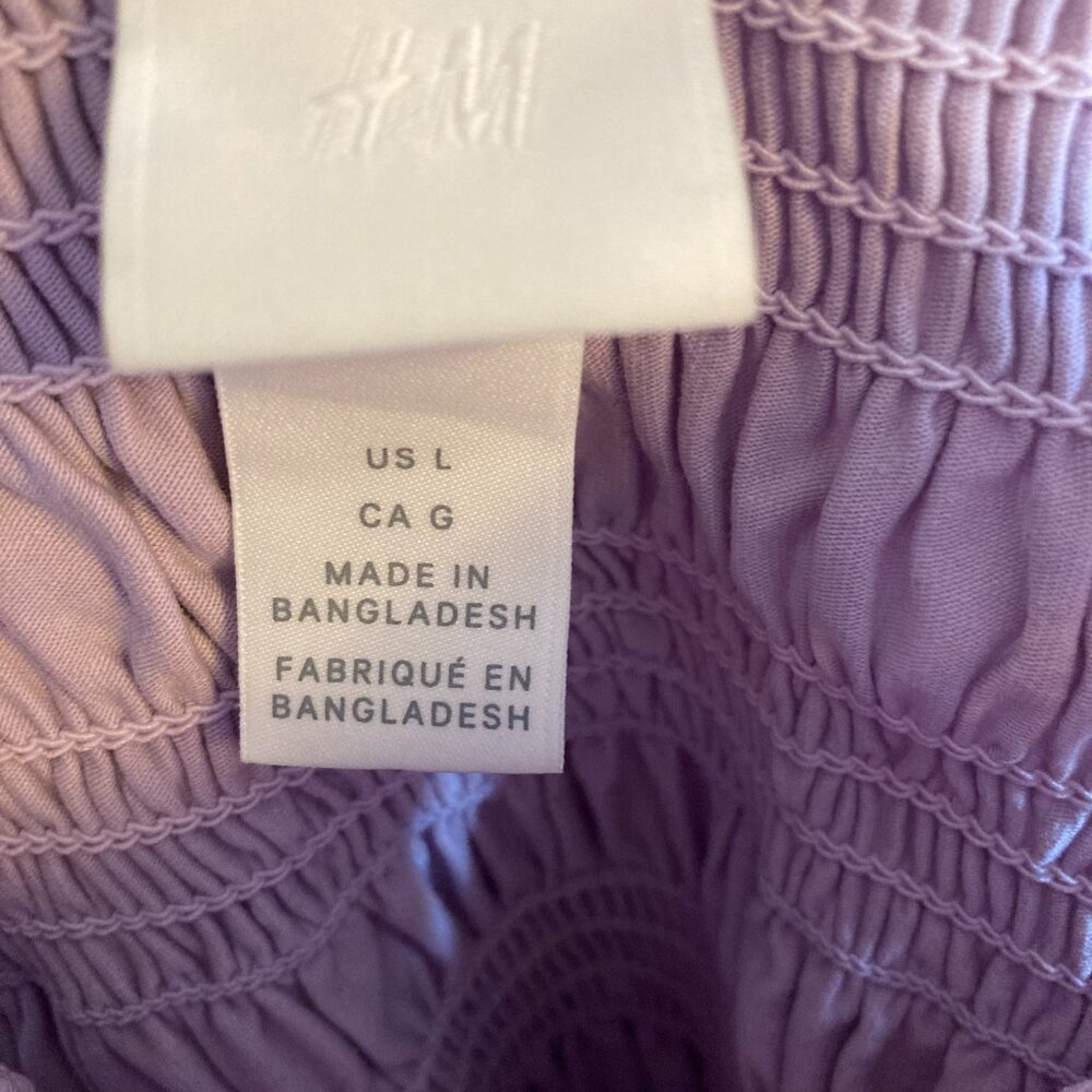 Women H&M Smocked Tank Top Size Large Lavender - Picture 4 of 5